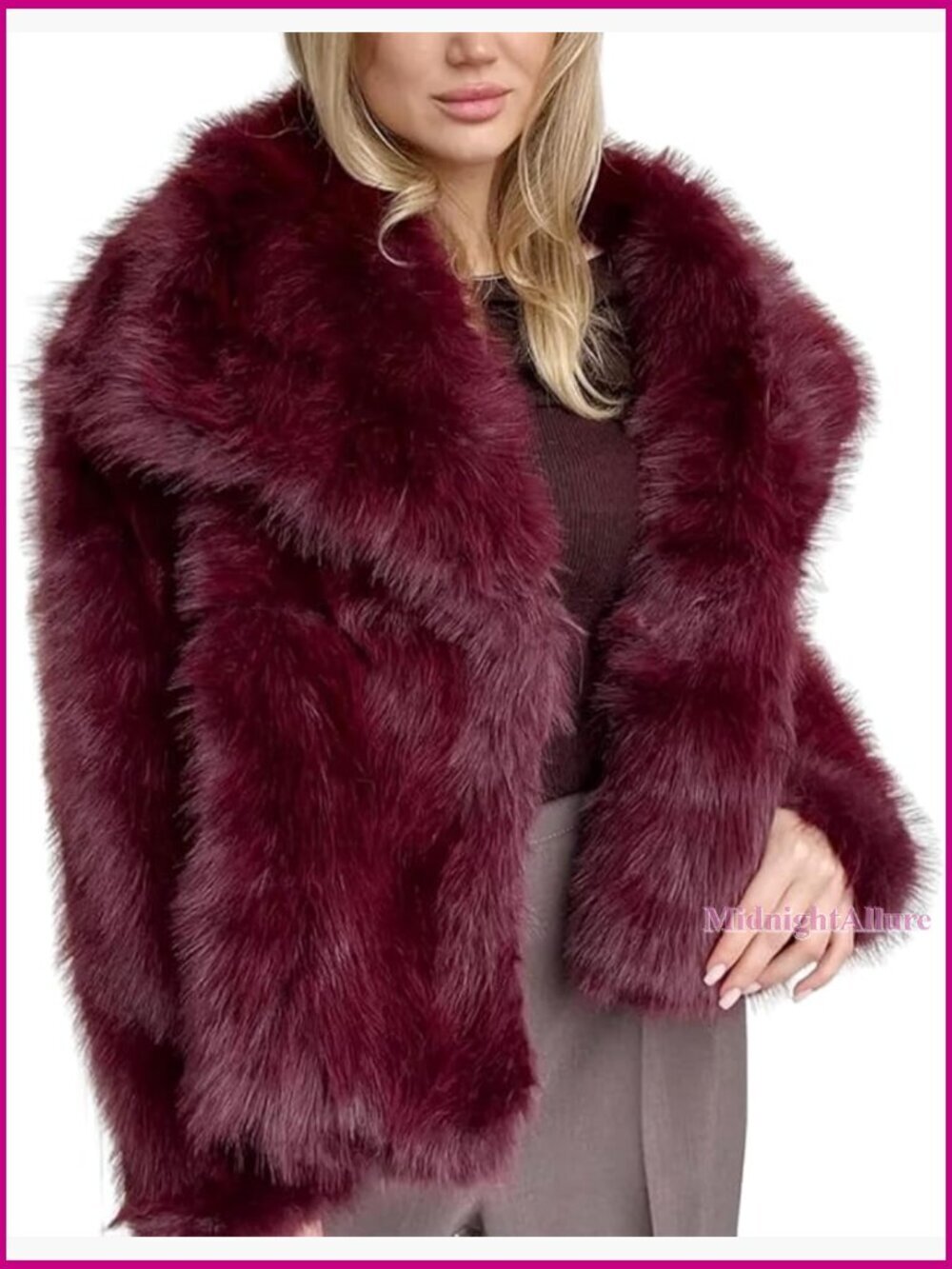 Faux Fur Jacket Winter Long Sleeve Fluffy Lapel Shaggy Coat